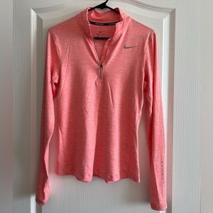 Womens Peach Nike Dri-Fit Quarter Zip - Size Small